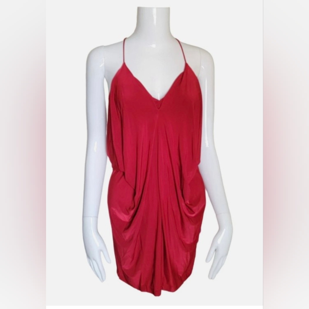 MISA Los Angeles Elegant Red Draped Dress